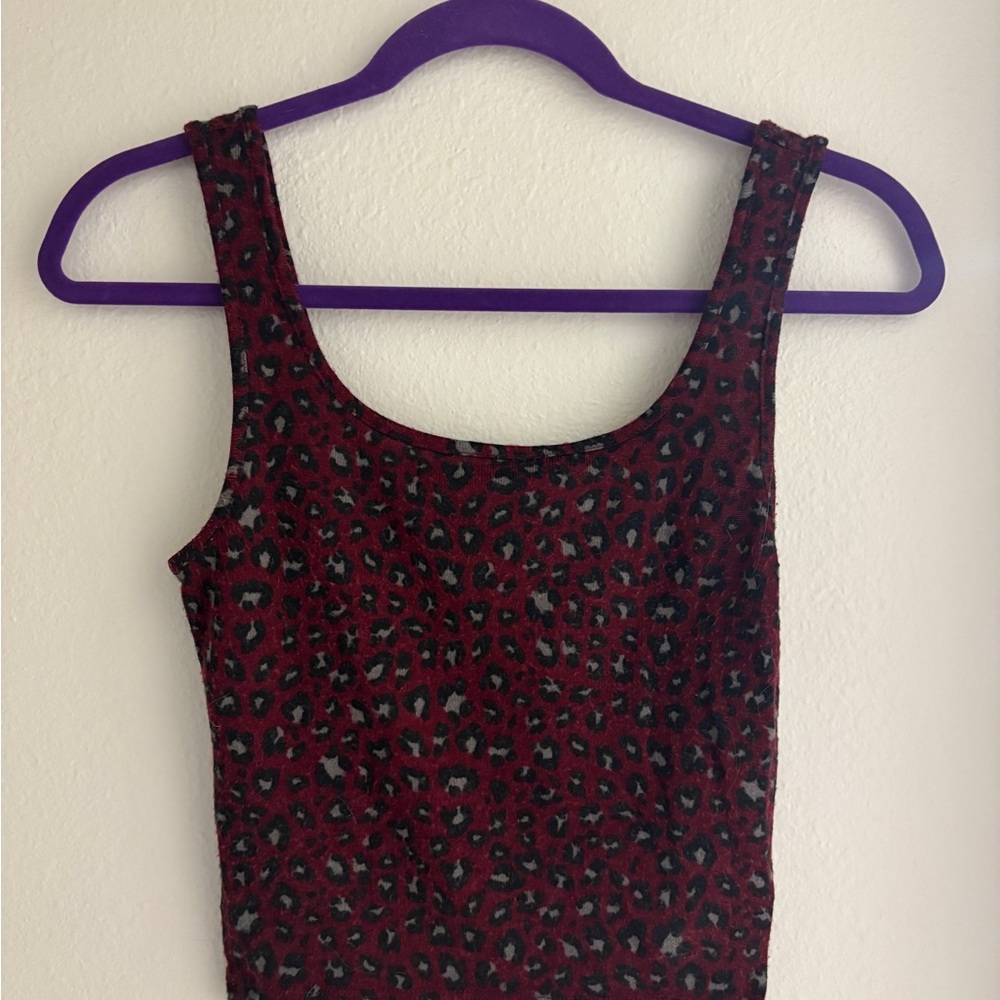 Burgundy Leopard Print Tank Top